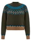 Alanui Crew Neck Sweater Featuring Patterned Design In Green
