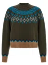 Alanui Crew Neck Sweater Featuring Patterned Design In Green