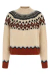 Alanui Wool Crewneck Sweater With Geometric Detail In Neutral