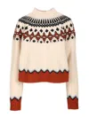 Alanui Wool Crewneck Sweater With Geometric Detail In Multi
