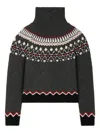 Alanui Grey Fair Isle Patterned Turtleneck Jumper In Black
