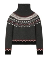 Alanui Sweet Winter Fair Isle Turtleneck Sweater In Gray