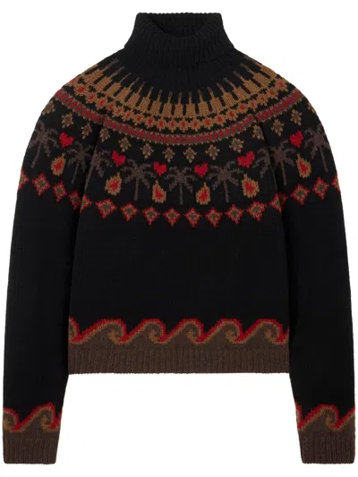 Alanui Sweet Winter Turtleneck Patterned Sweater In Multi