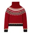 Alanui Intricately Patterned Red Turtleneck Sweater In Burgundy