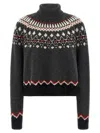 Alanui Grey Fair Isle Patterned Turtleneck Jumper In Black