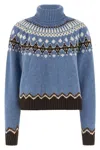 Alanui Winter Turtleneck Knitwear Fair Isle Pattern In Blue