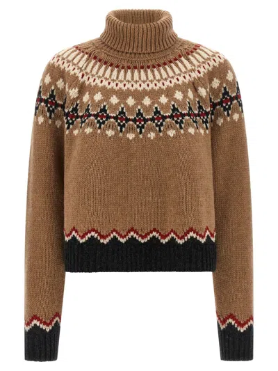 Alanui Beige Sweet Winter Turtleneck Sweater In Brown