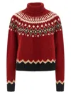 Alanui Cozy Turtleneck Knitwear With Fair Isle Design In Brown