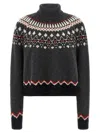 Alanui Grey Fair Isle Patterned Turtleneck Jumper In Gray