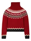 Alanui Intricately Patterned Red Turtleneck Sweater In Red