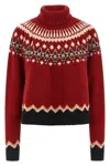 Alanui Cozy Turtleneck Knitwear With Fair Isle Design In Red