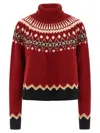 Alanui Cozy Turtleneck Knitwear With Fair Isle Design In Red