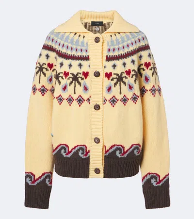Alanui Sweet Winter Virgin Wool Cardigan In Yellow