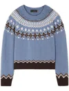 Alanui Sweet Winter Wool Crewneck Jumper In Blue