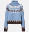 Alanui Winter Turtleneck Knitwear Fair Isle Pattern In Blue