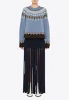 Alanui Geometric Pattern Wool Crewneck Sweater In Blue
