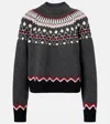 Alanui Wool Crewneck Sweater With Geometric Pattern In Gray