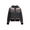 Alanui Sweet Winter Multicolor Cardigan With Spread Collar And Geometric Motif In Wool Woman In Multi