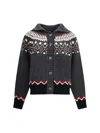 Alanui Sweet Winter Multicolor Cardigan With Spread Collar And Geometric Motif In Wool Woman In Multi