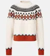 Alanui Wool Crewneck Sweater With Geometric Detail In Neutral