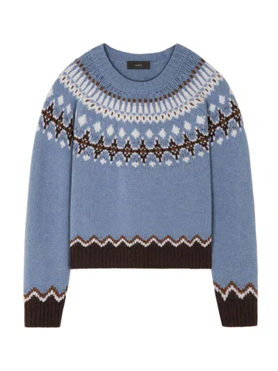 Alanui Sweet Winter Wool Crewneck Jumper In Blue