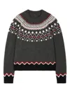 Alanui Wool Crewneck Sweater With Geometric Pattern In Neutral