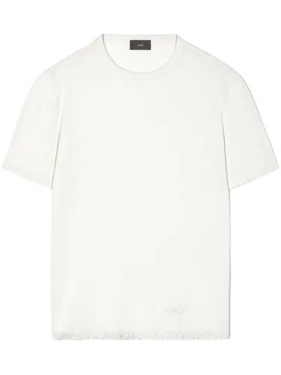 Alanui Frayed-trim Linen T-shirt In Beige