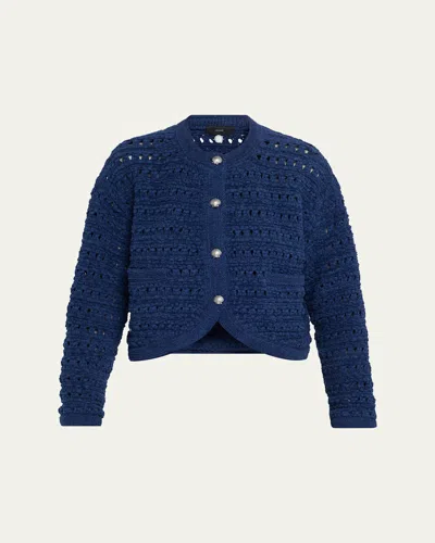 Alanui The Breath Of The Lagoon Open-knit Jacket In Blue