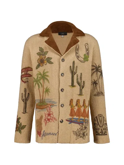 Alanui The Decade Intarsia-knit Shirt In Brown