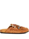 Alanui Journey Beaded Braided Flat Open Toe Slides In Brown