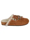 Alanui The Journey Shearling-lined Suede Mules In Honey