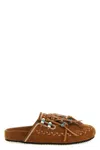 Alanui Journey Beaded Braided Flat Open Toe Slides In Brown