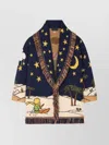 Alanui The Little Prince Long Cardigan With Fringe In Blue