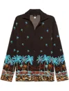 Alanui Wool Cardigan With Embroidered Palm Tree In Braun