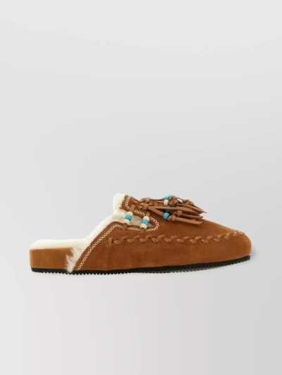 ALANUI THE VOYAGE FRINGED SUEDE SLIPPERS