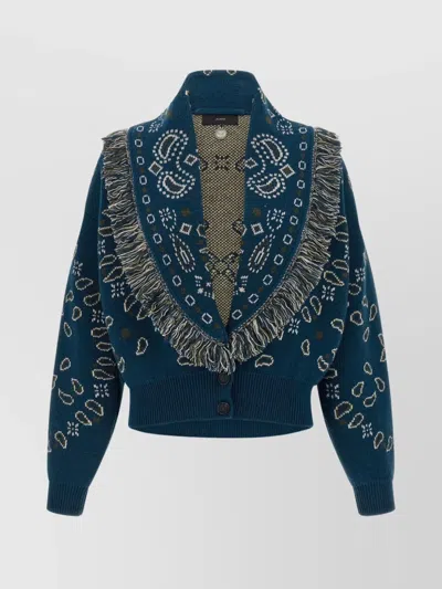 ALANUI THISTLE FRINGE PATTERNED BOMBER KNITWEAR