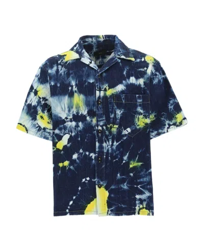 Alanui Tie-dye Denim Bowling Shirt In Blue