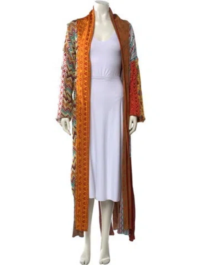 Pre-owned Alanui Tie-dye Print Open Front Sweater In Orange