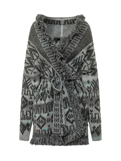 Alanui Time To Shine Cardigan In Dark Grey