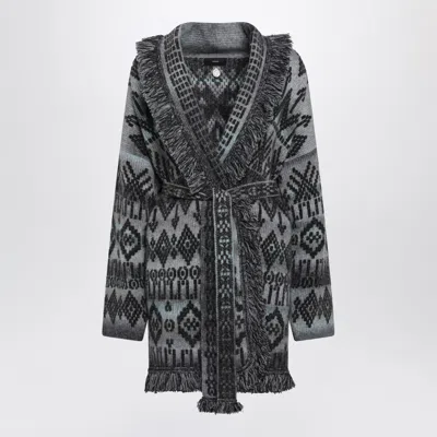Alanui Time To Shine Jacquard Cardigan With Statement Texture In Grey