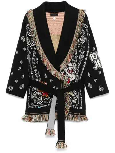 Alanui X Looney Tunes - Tom & Jerry Bandana Jacquard Cardigan In Black
