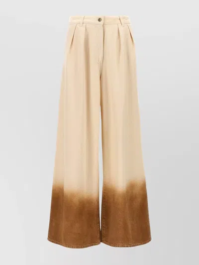 Alanui Trousers Featuring Dip-dye Effect And Wide Leg In Neutral