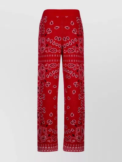 Alanui Trousers Wide Leg Paisley Pattern In Red