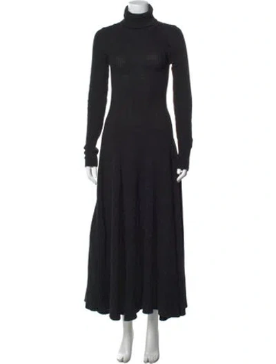 Pre-owned Alanui Turtleneck Long Dress In Black