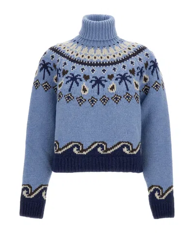 Alanui Turtleneck Sweater In Blue