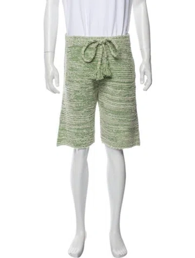 Pre-owned Alanui Tweed Pattern Jogger Shorts In Green