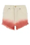 Alanui Papaya Ombre Dip Dye Frayed Denim Shorts