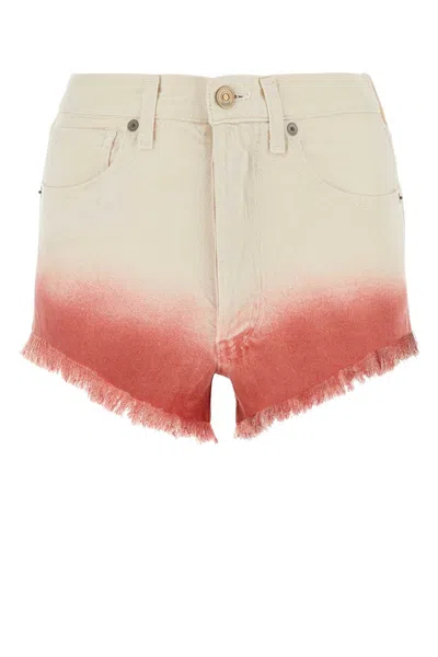 ALANUI ALANUI TWO TONE DENIM SHORTS
