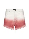 Alanui Papaya Ombre Dip Dye Frayed Denim Shorts In 327
