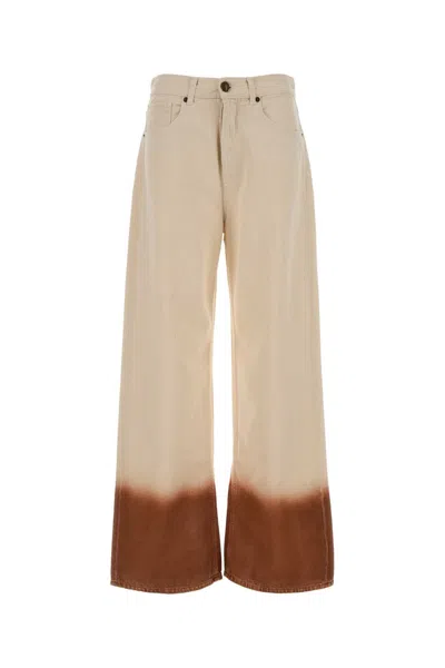 Alanui Two Tone Denim Wide Leg Jeans In Multi